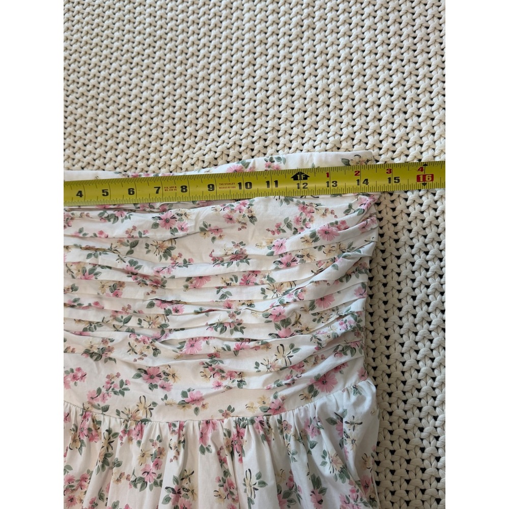 WAYF Floral Strapless Mini Dress Ruched Size Small Cottagecore Coquette‎ - Picture 6 of 9